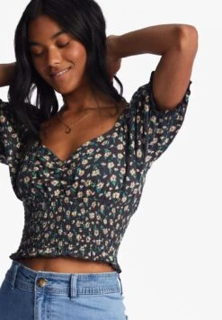 Billabong Love Song Haut À Manches Bouffantes - T-Shirt Print - Black Pebble -Billabong 438e87c79a094096acd7c99fb629d2e4