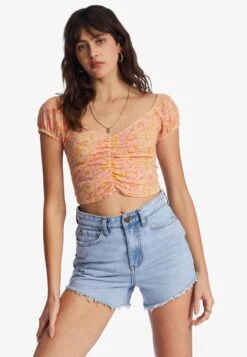 Billabong Pretty Sweet Crop- Blouse - Peach Punch
